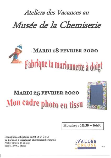 Ateliers De Vacances Mardi 18 Et Mardi 25 Février 2020 De 14h30 à 16h00 